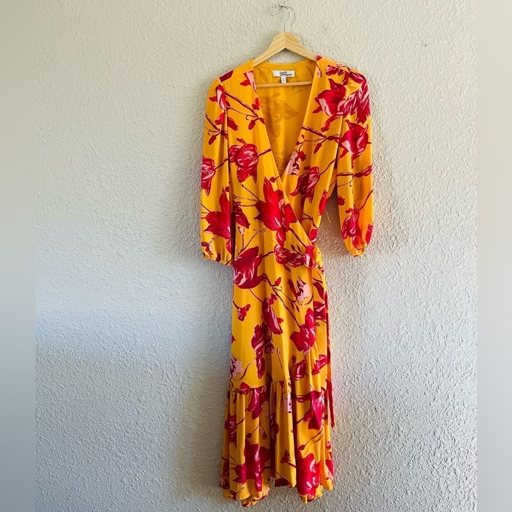 Color me Courtney Elenor Floral Print Midi Wrap Dress